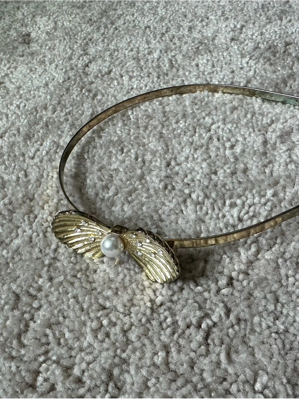 Gold Bow Pearl Accent Headband - Women Accessories